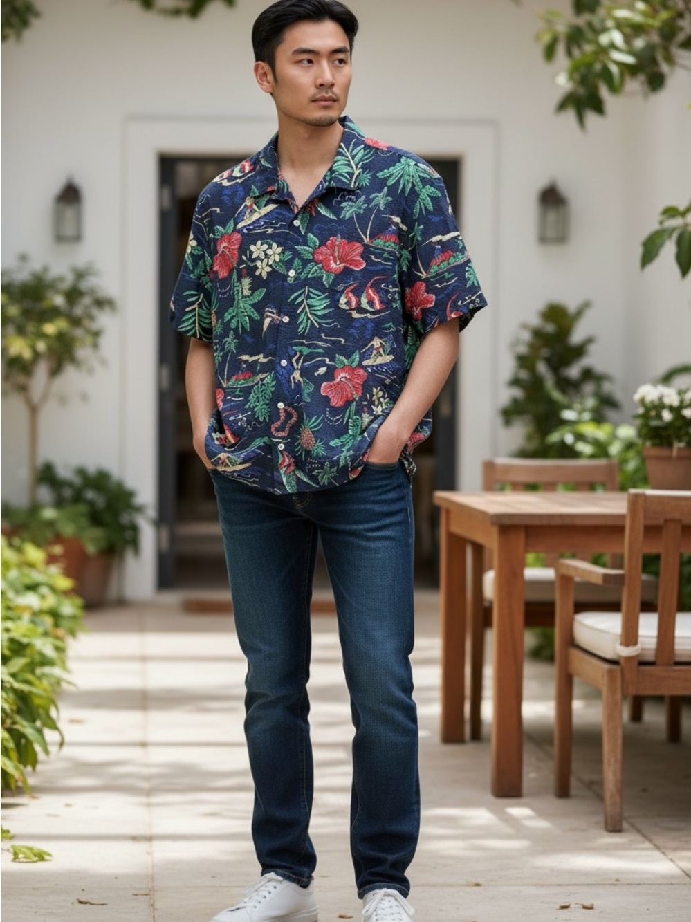 Polo by Ralph Lauren Navy Floral Short-Sleeve Button-Down Shirt